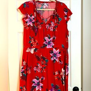 Tropical print above knee sun dress